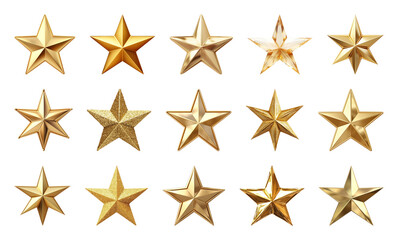 Fototapeta premium PNG Golden stars collection illustration, element set on transparent background