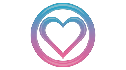 Abstract Heart Symbol with Gradient Circle on White Background love icon isolated on a transparent background