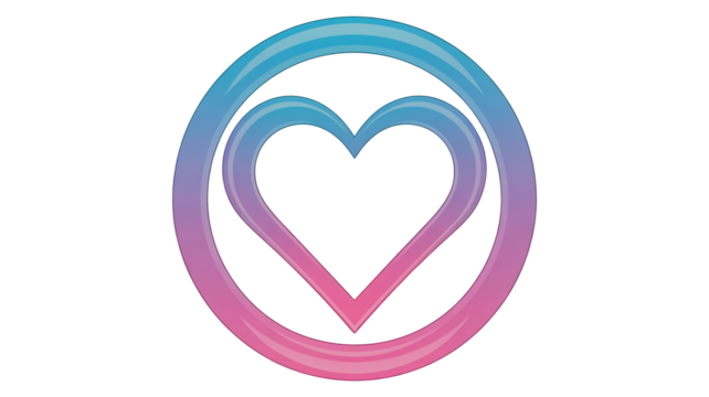 Abstract Heart Symbol with Gradient Circle on White Background love icon isolated on a transparent background