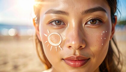 A sun-shaped sunscreen mark on someone's skin, highlighting the importance of UV protection and skincare in preventing sun damage.