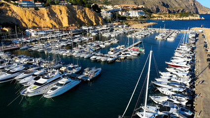 Aerial view of Altea Bay and Marina Campomanes in the Mediterranean Spanish province of Alicante.