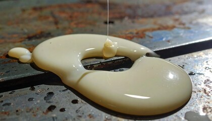 Viscous substance flowing on a metal surface