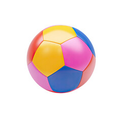 Obraz premium A bright, segmented ball in vivid colors, isolated on a transparent background, is ideal for blogs about sports, games, childhood, play, summer activities, team dynamics, fun, or creative projects.