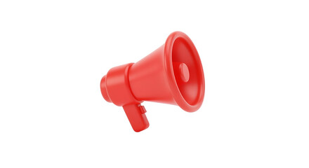 Red Plastic Megaphone on Transparent Background for Public Speaking and Announcement