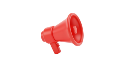 Red Plastic Megaphone on Transparent Background for Public Speaking and Announcement