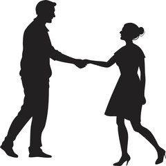 Couple shaking hands silhouette