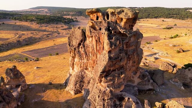 Aerial videos of the Anatolian Phrygian Valley Soğanlı Castle
