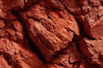 Close-up of red rock texture with deep cracks