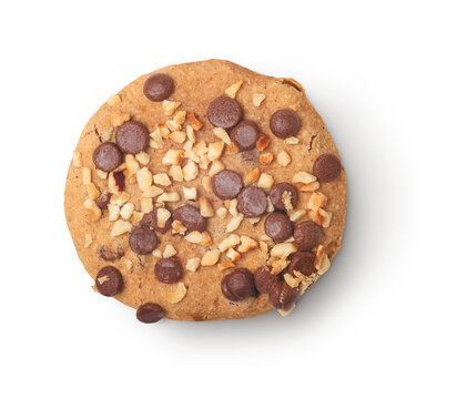 vegan soft chocolate chip cookie with shadow isolated on transparent background