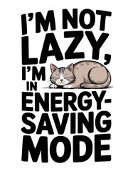 Obraz premium Funny Sleeping Cat Illustration in Energy-saving Mode on White Background