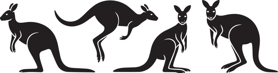 kangaroo silhouette pack simple australian marsupial hopping standing sitting tail vector files