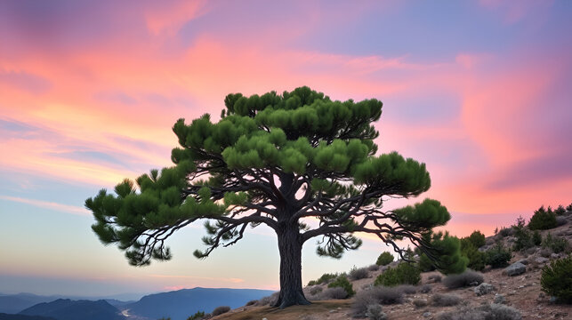 the majestic Pino Loricato (Bosnian pine) a millennial age tree in the Pollino National Park. Pinus heldreichii, leucodermis. Calabria and Basilicata, Italy