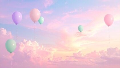 Fototapeta premium Pastel Sky with Balloons 6