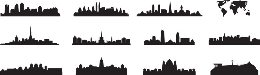 europe city skyline bundle london paris rome istanbul madrid berlin amsterdam prague vienna moscow dublin vector illustration ai eps png jpeg © AIcon Star