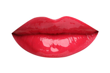 Female lips with red lipstick isolated on white
