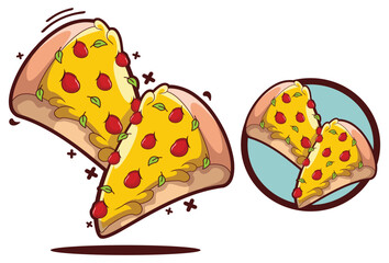 Delicious Pizza Slice Cartoon Vector Illustration
