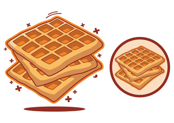 Stack of Crispy Waffles Cartoon Vector Illustration
