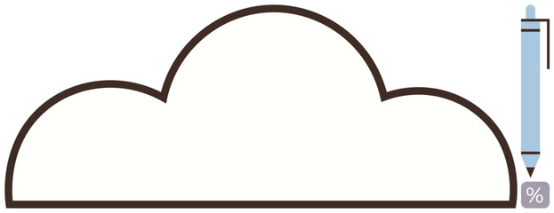 Cloud shape paired with a modern blue pen suggesting innovation, brainstorming, and progress tracking. Ideal for creativity, digital storage, analytics, technology, writing, education simple flat