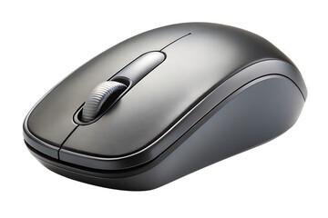 Black Wireless Computer Mouse, isolated on a white or transparent background, cut out on PNG, generated AI