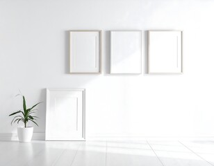 Minimalist Gallery Wall Mockup with Empty Frames