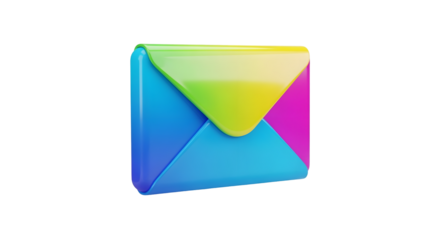 Colorful Envelope Icon Bright Green Blue Pink on Transparent Background