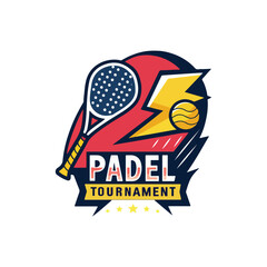 Padel Tournament Logo Racket and Ball Sports Icon Design