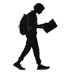 Student holding folder silhouette