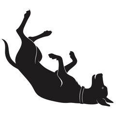 Dog rolling on ground silhouette