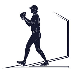 Baseball player holding glove silhouette