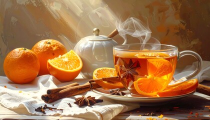 Warm winter citrus tea moment of comfort and relaxation
