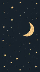 Fototapeta premium Crescent Moon and Stars in Night Sky