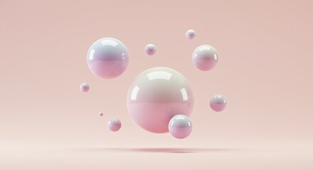 abstract geometric shapes float elegantly in a clean, bright studio