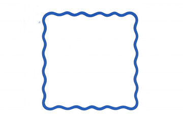 Blue wavy square border creating a rippling outline, ideal for design elements and graphic content on transparent background