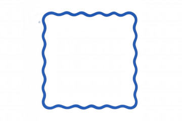 Blue wavy square border creating a rippling outline, ideal for design elements and graphic content on transparent background