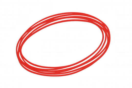 Red abstract hand drawn marker scribble forming an oval highlight frame against a transparent background