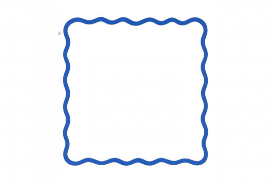 Blue wavy square border creating a rippling outline, ideal for design elements and graphic content on transparent background