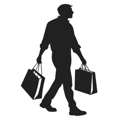 Man holding shopping bags silhouette