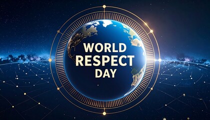 Globed text, "World Respect Day," on dark-blue space background with gold circle