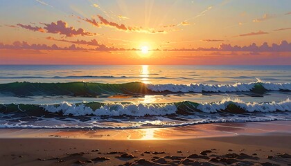Golden Hour Beach Sunset Radiance