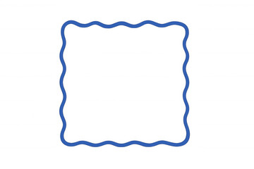 Blue wavy square border or abstract ripple frame with transparent background for design element