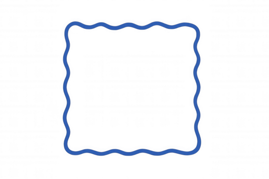 Blue wavy square border or abstract ripple frame with transparent background for design element
