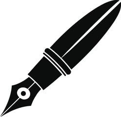 Solid black fountain pen glyph style icon