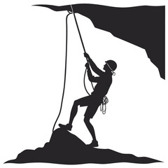 Cave explorer with rope silhouette