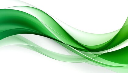 Abstract Green Waves Flowing on White Background with Modern Decorative Design.