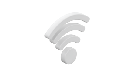 White WiFi Signal Icon on Transparent Background for Technology and Connectivity