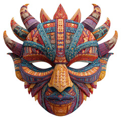 Naklejka premium Intricate ceremonial mask isolated on transparent background