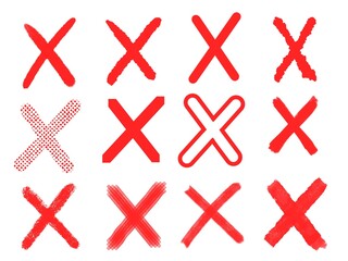 Obraz premium バツマーク 手描き セット