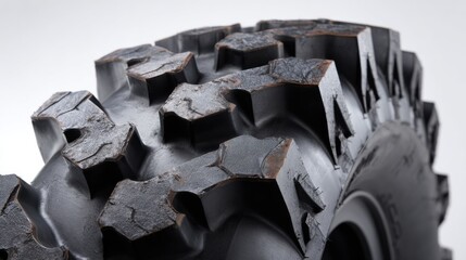 Close-Up of Textured Tread Pattern on a Heavy-Duty Tire