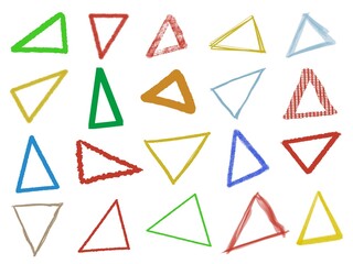 カラフルな三角形のアイコン手描きセット