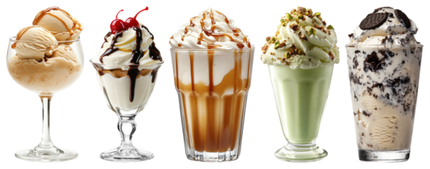 PNG Delicious creamy dessert selection, element set on transparent background